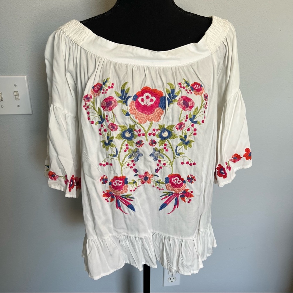 Altar’d State off the shoulder floral shirt
